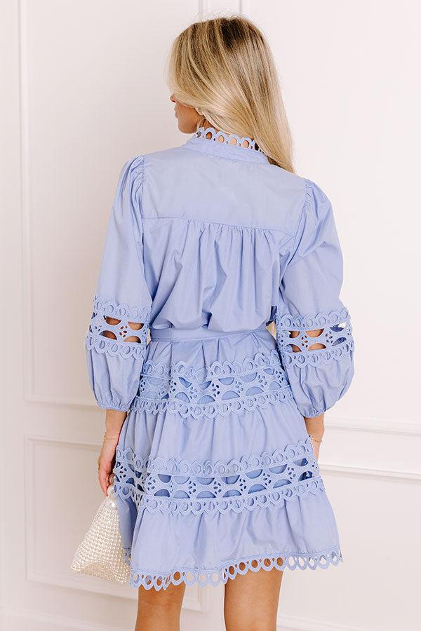 Tea Time Embroidered Mini Dress in Sky Blue Product Image