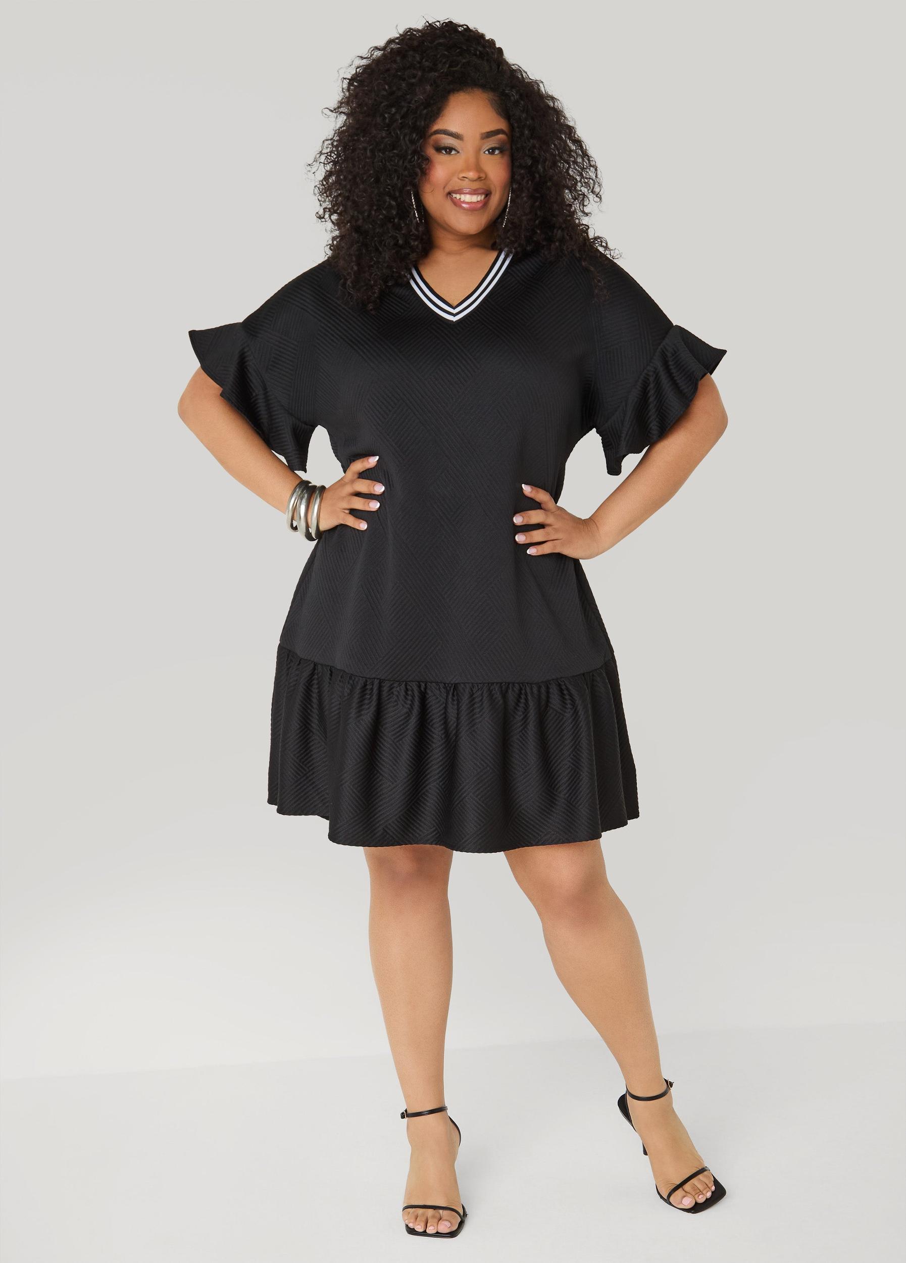 Ruffled Textured Babydoll Dress Product Image