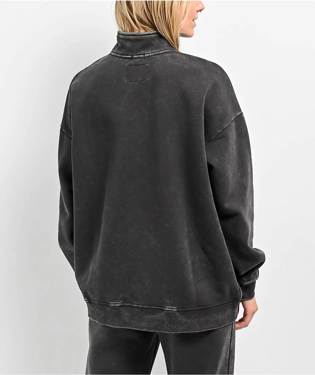 Ninth Hall Fundamentals Sheena Black Wash Oversized Quarter Zip Sweatshirt Product Image