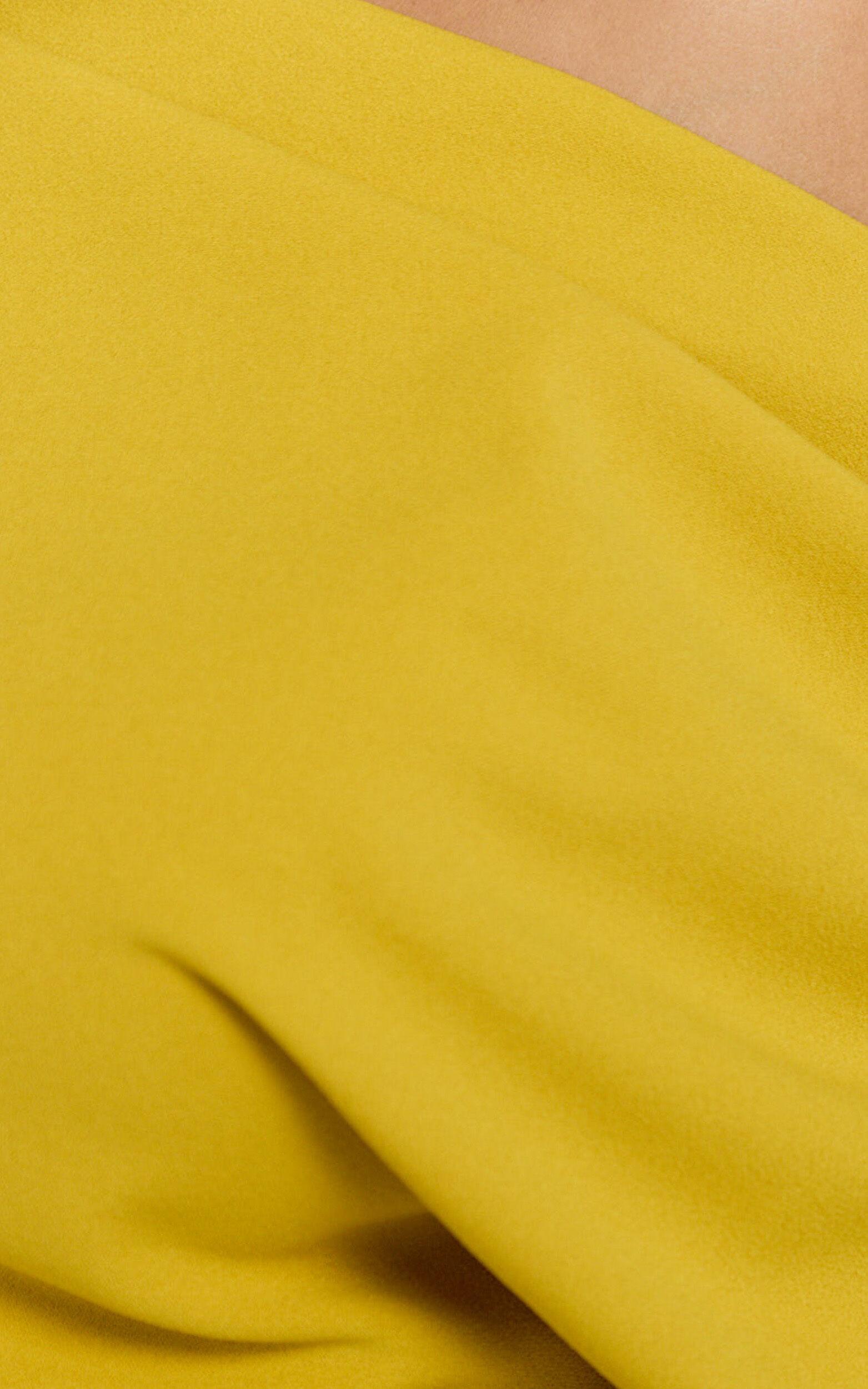 Nalfie Midi Dress - Tipped Shoulder Jersey Drape Dress in Mustard Product Image