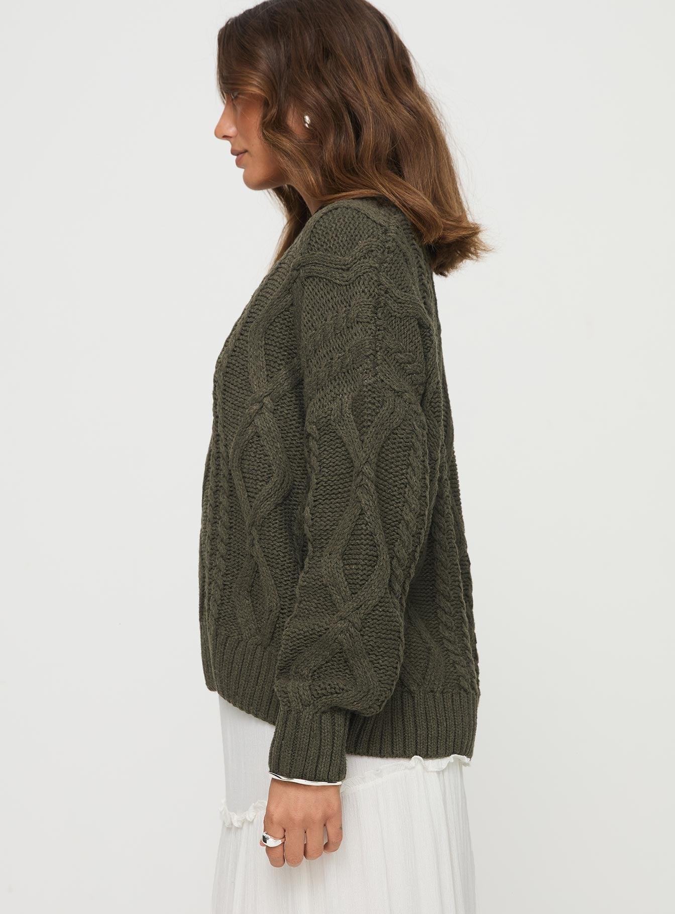 Anaya Oversized Sweater Olive Product Image
