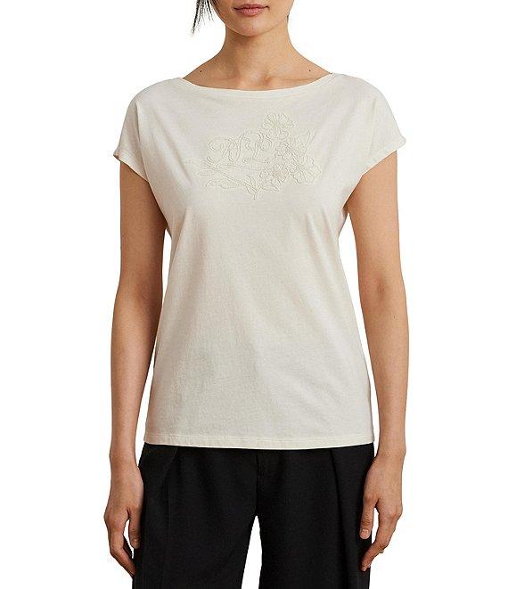 Lauren Ralph Lauren Jersey Knit Boat Neck Short Sleeve Tee Product Image