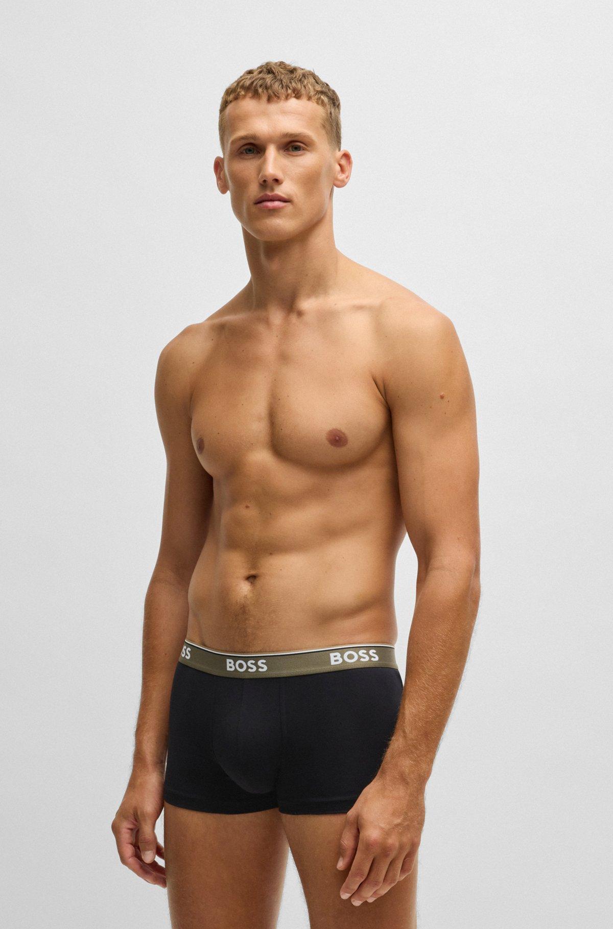 Three-pack of logo-waistband trunks in stretch cotton Product Image