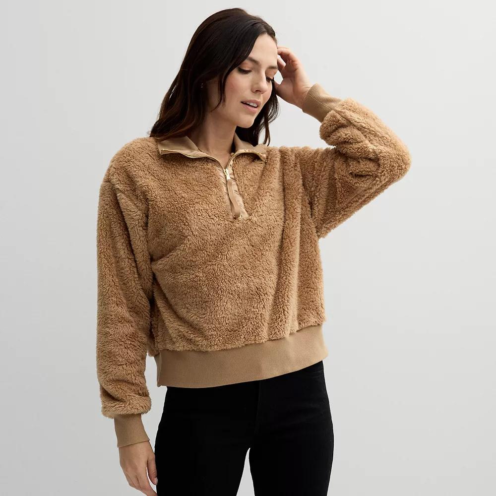 Women's Sonoma Goods For Life® Cozy Quarter Zip Pullover, Size: XL, Barric Beige Product Image