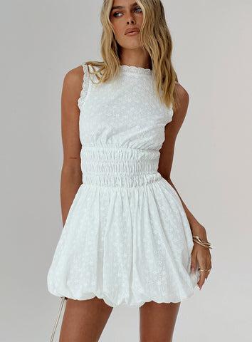 Vittoria Bubble Hem Mini Dress White Product Image