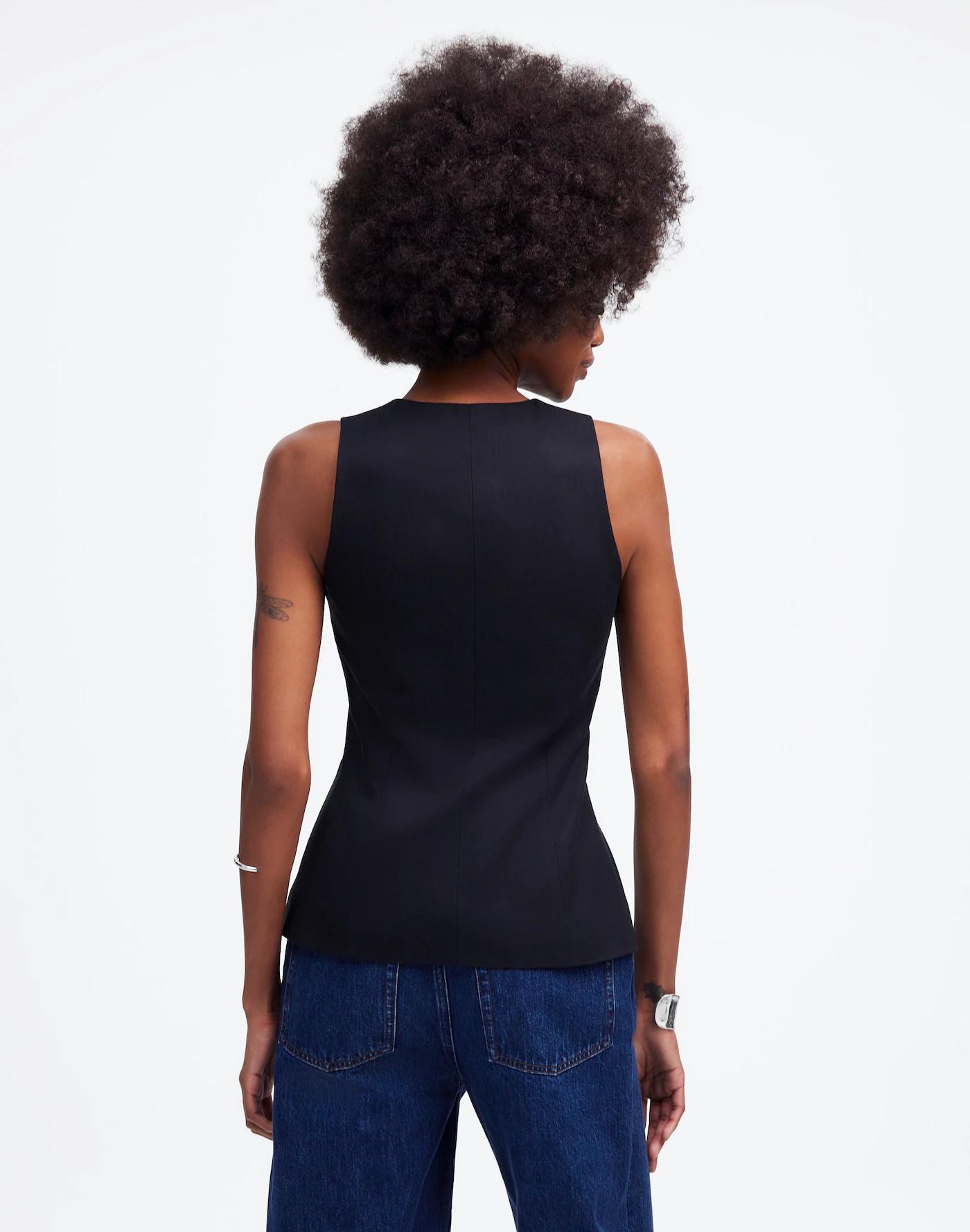 Scoopneck Cutaway Vest in Drapey Twill Product Image