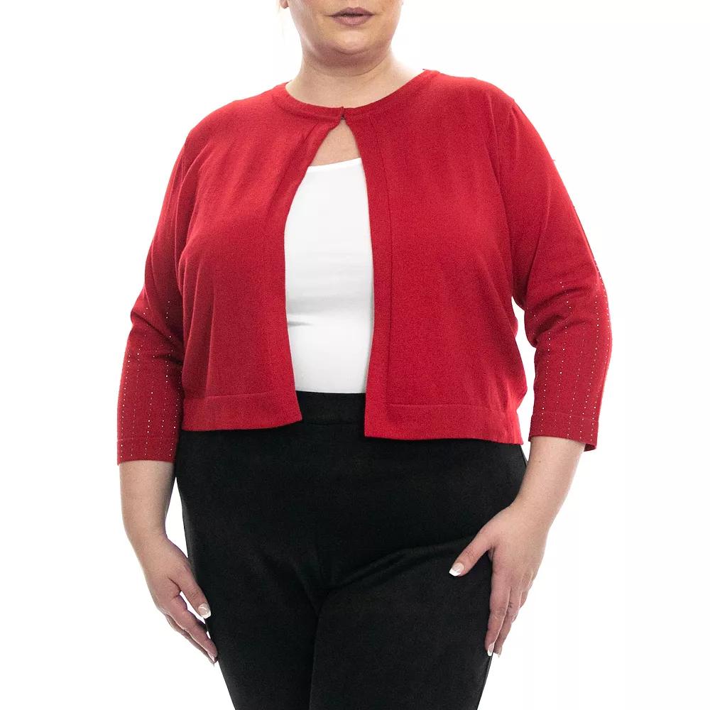 Plus Size Nina Leonard Heat Seal Bolero, Women's, Size: 2XL, Nina Red Product Image