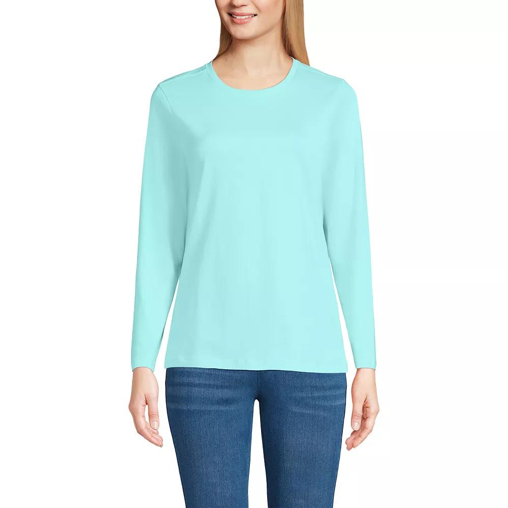 Petite Lands' End Relaxed-Fit Supima Long Sleeve Cotton Crewneck Tee, Women's,  Product Image