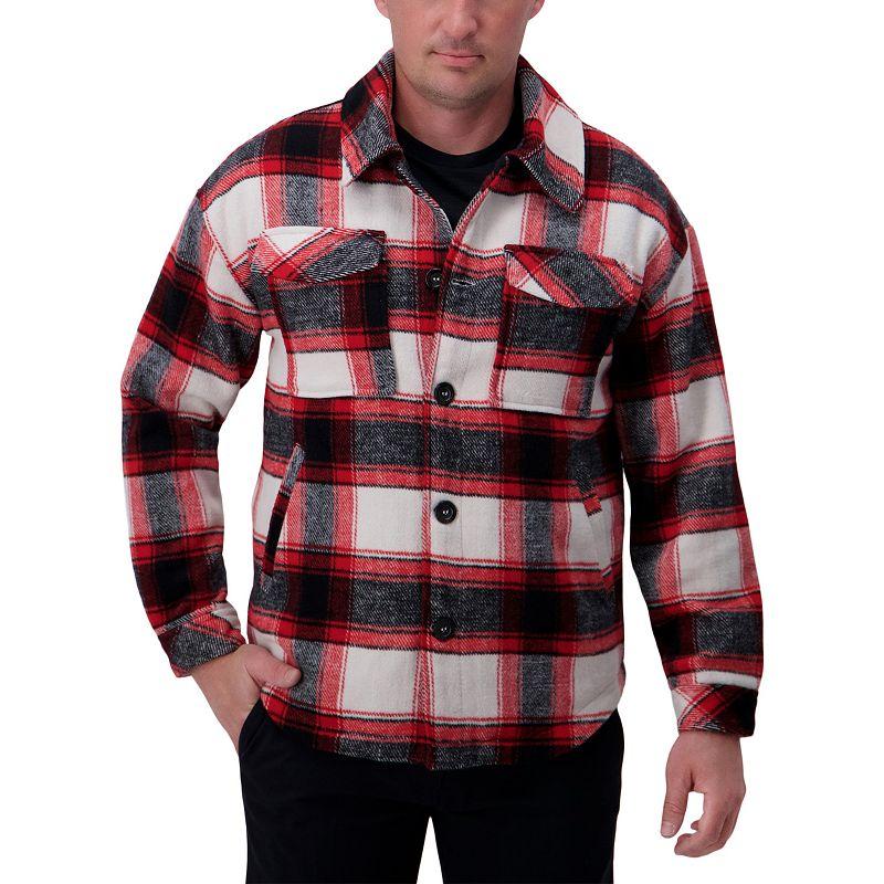 Mens Haggar Supersoft Plaid Shirt Jacket Product Image