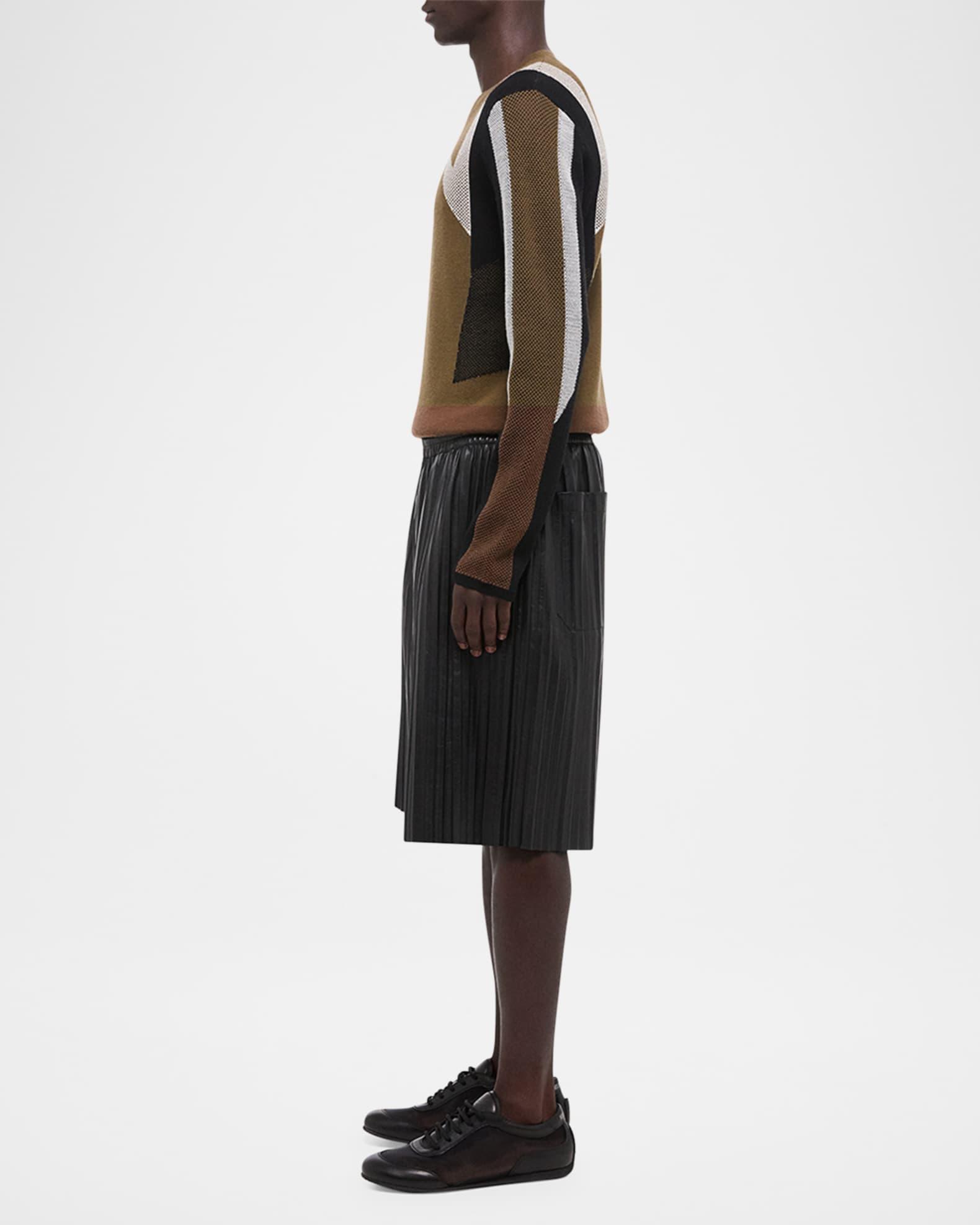 Men's Pleated Leather Pull-On Shorts Product Image