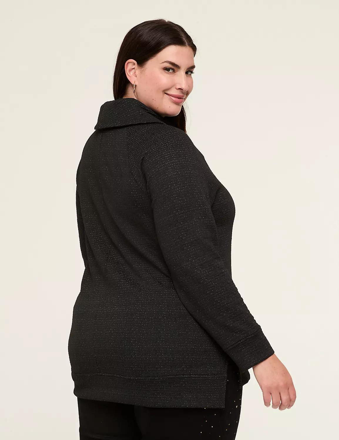 Relaxed Cowlneck Textured Pullover Top Product Image