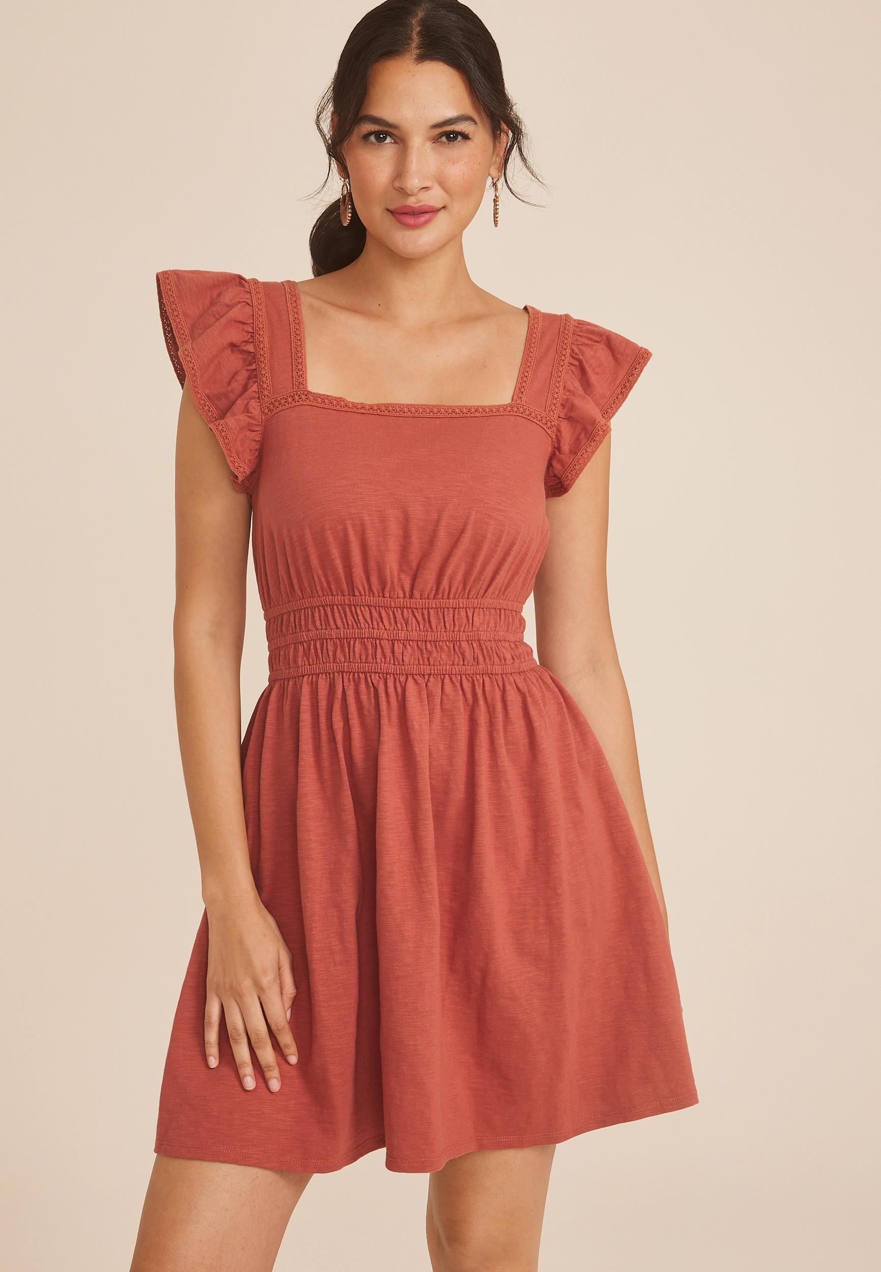 Maurices Womens 24/7 Bare Flutter Sleeve Skater Dress Product Image