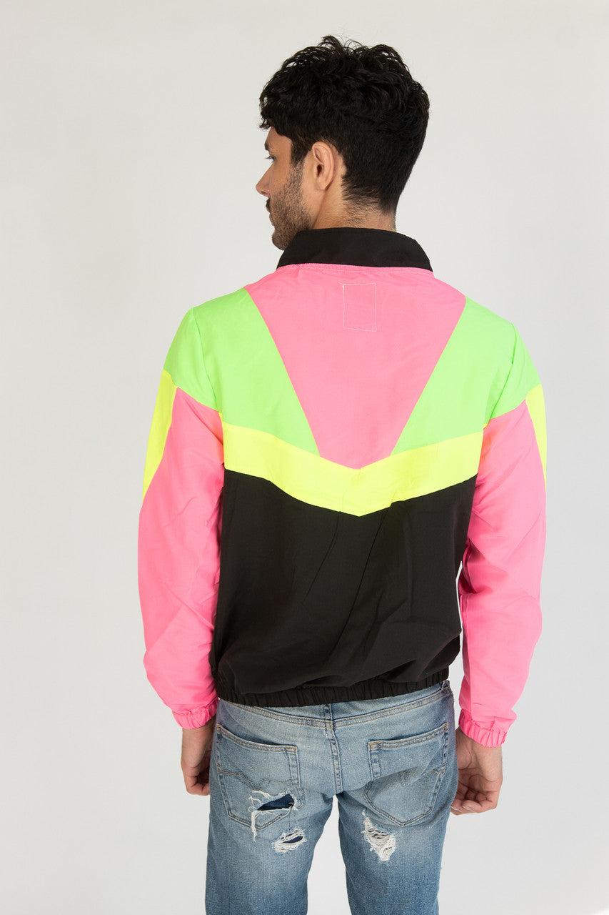 Black Neon Colorblocked Windbreaker Product Image