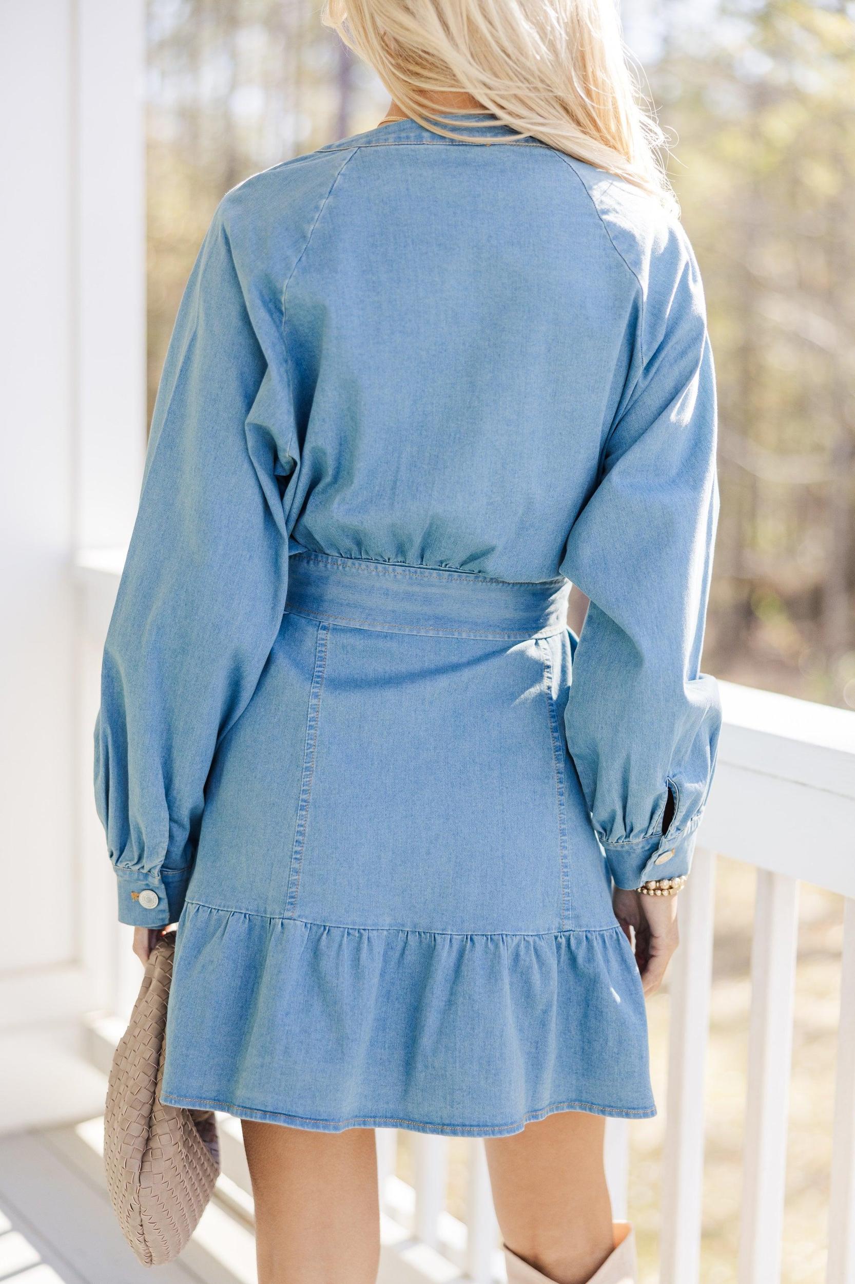 All For You Denim Button Down Dress Female Product Image