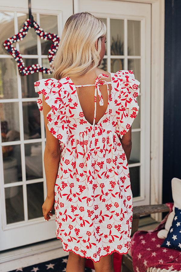 Ready For Vacay Embroidered Babydoll Dress in Red Product Image