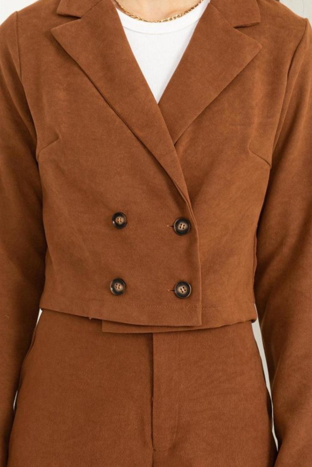 Cropped Blazer and Pants Two-Piece Set Product Image