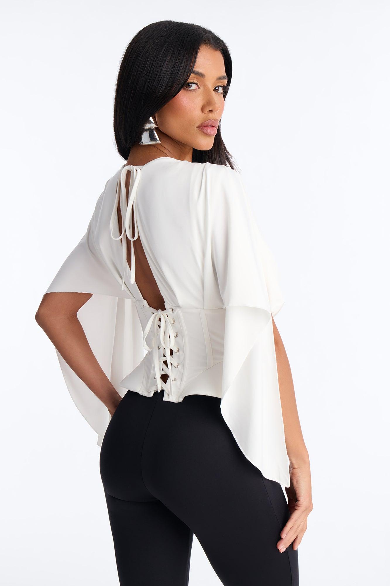 Maribella Corset Short Sleeve Top - White Female Product Image