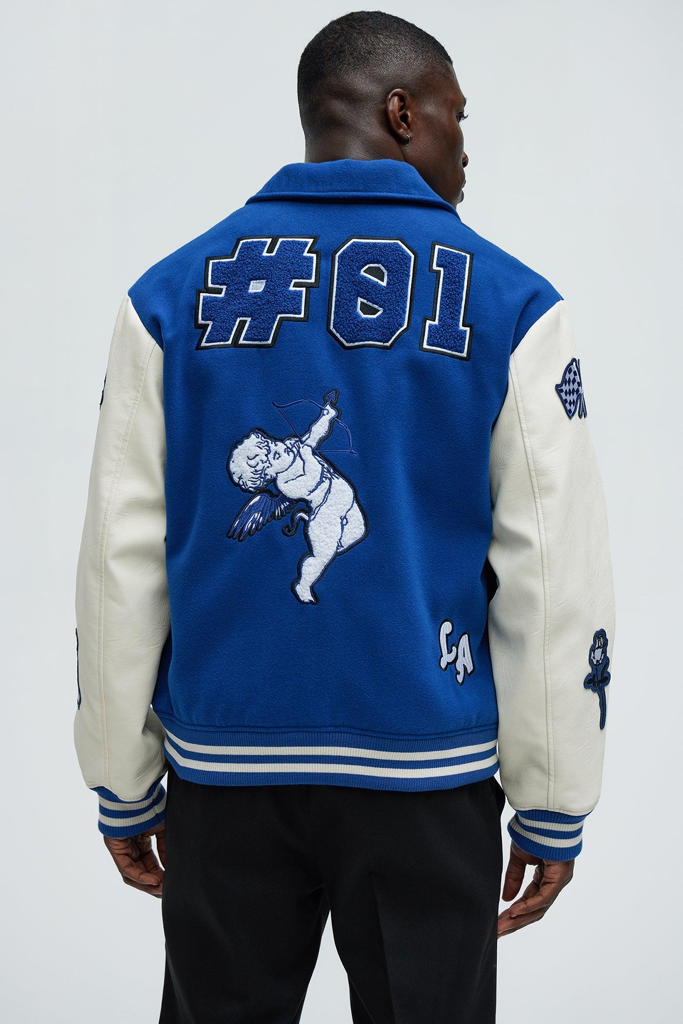 LA Patchwork Varsity Jacket - Royal/combo Product Image