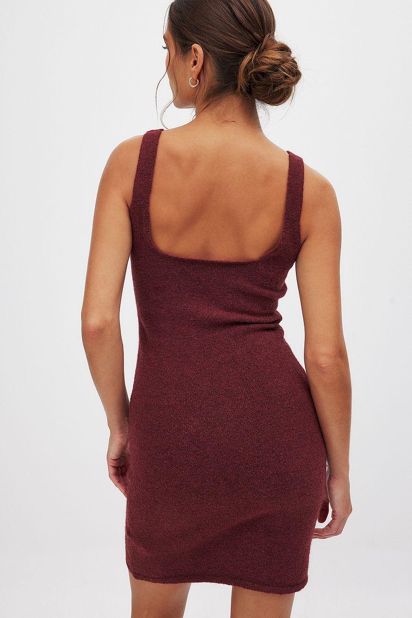 Knitted Mini Slip Dress Burgundy Product Image