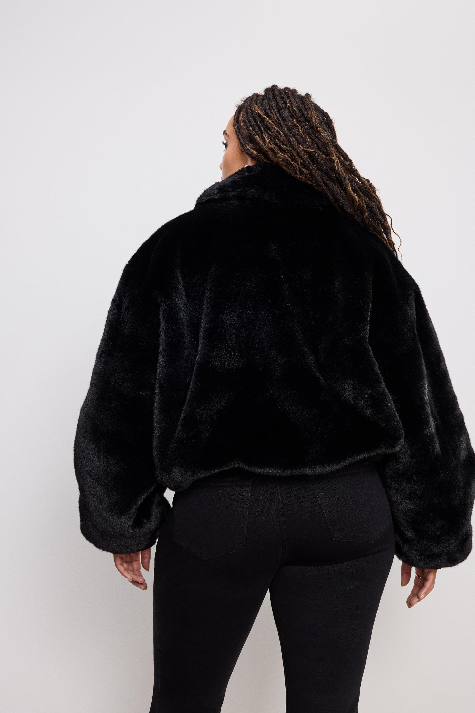 FAUX FUR COLLAR JACKET | BLACK001 Product Image