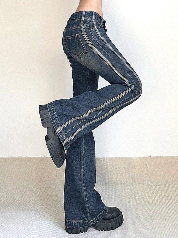 Panel Striped Vintage Flare Jeans Product Image