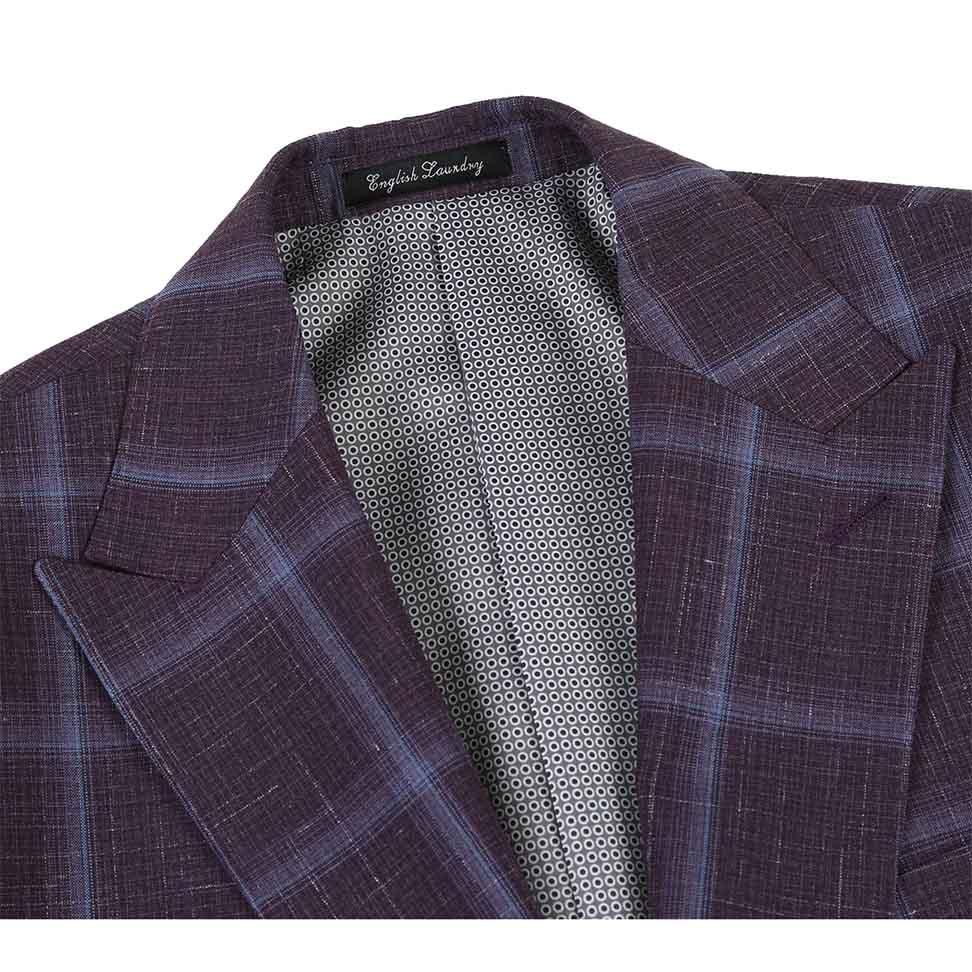 English Laundry 2-Piece Purple Window Pane Check Slim Fit Suit Wool Blend Product Image