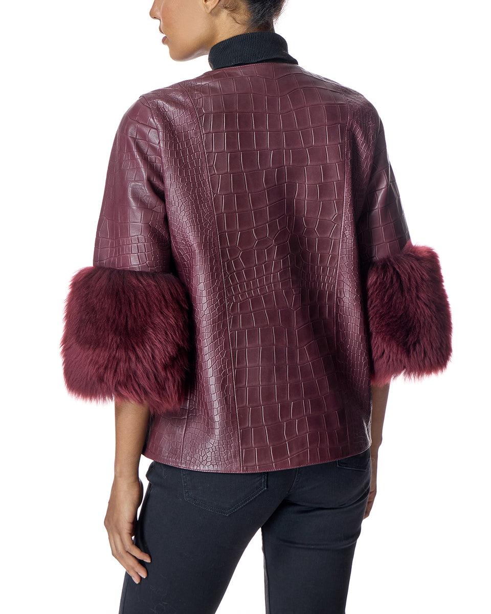 Croc Stamped Leather Jacket -Maximilian Product Image