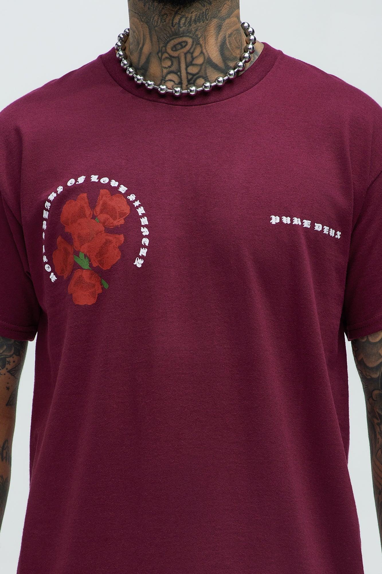 Silent Roses Short Sleeve Tee - Burgundy Product Image