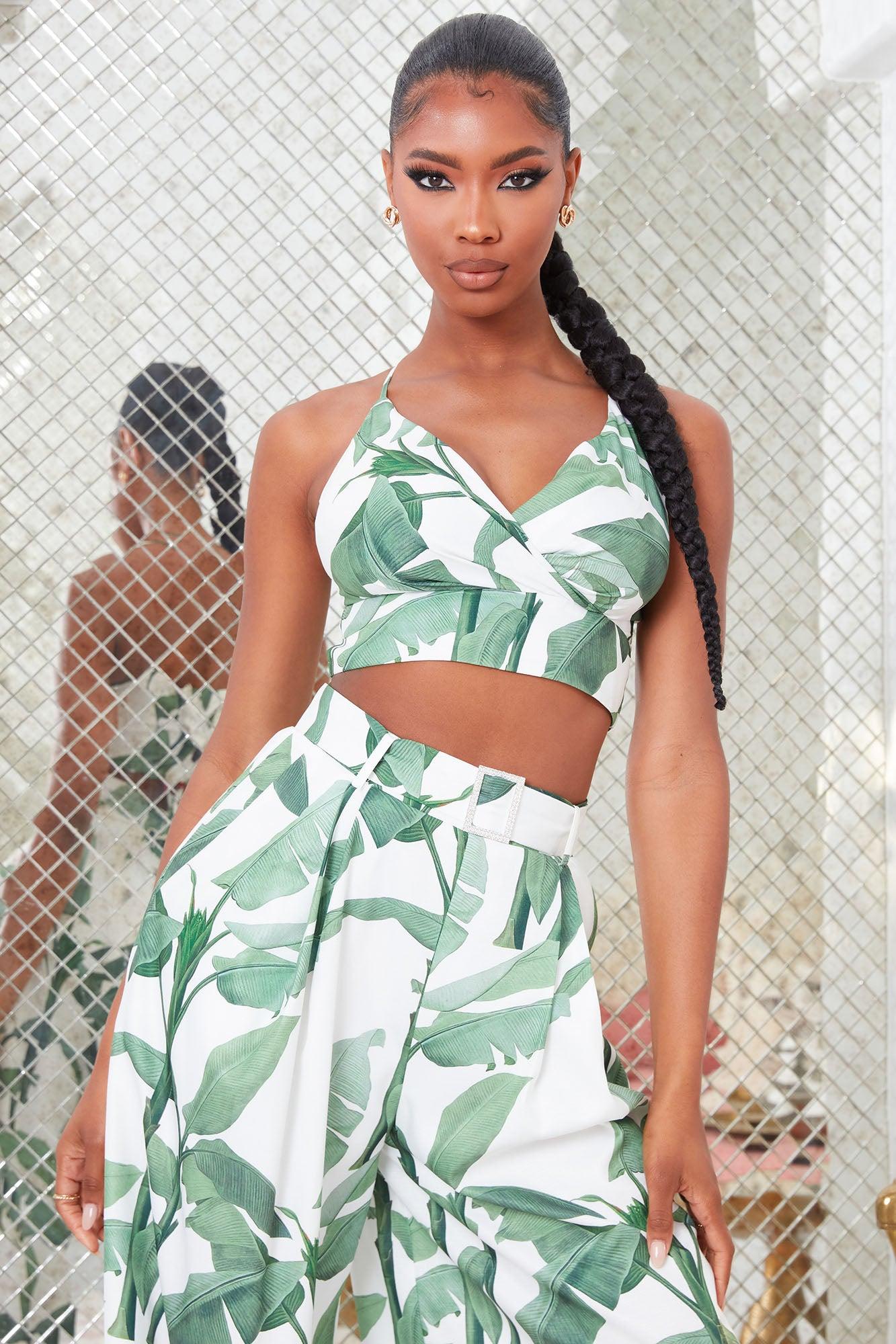 Ibiza Nights Tropical Pant Set - Green/combo Product Image