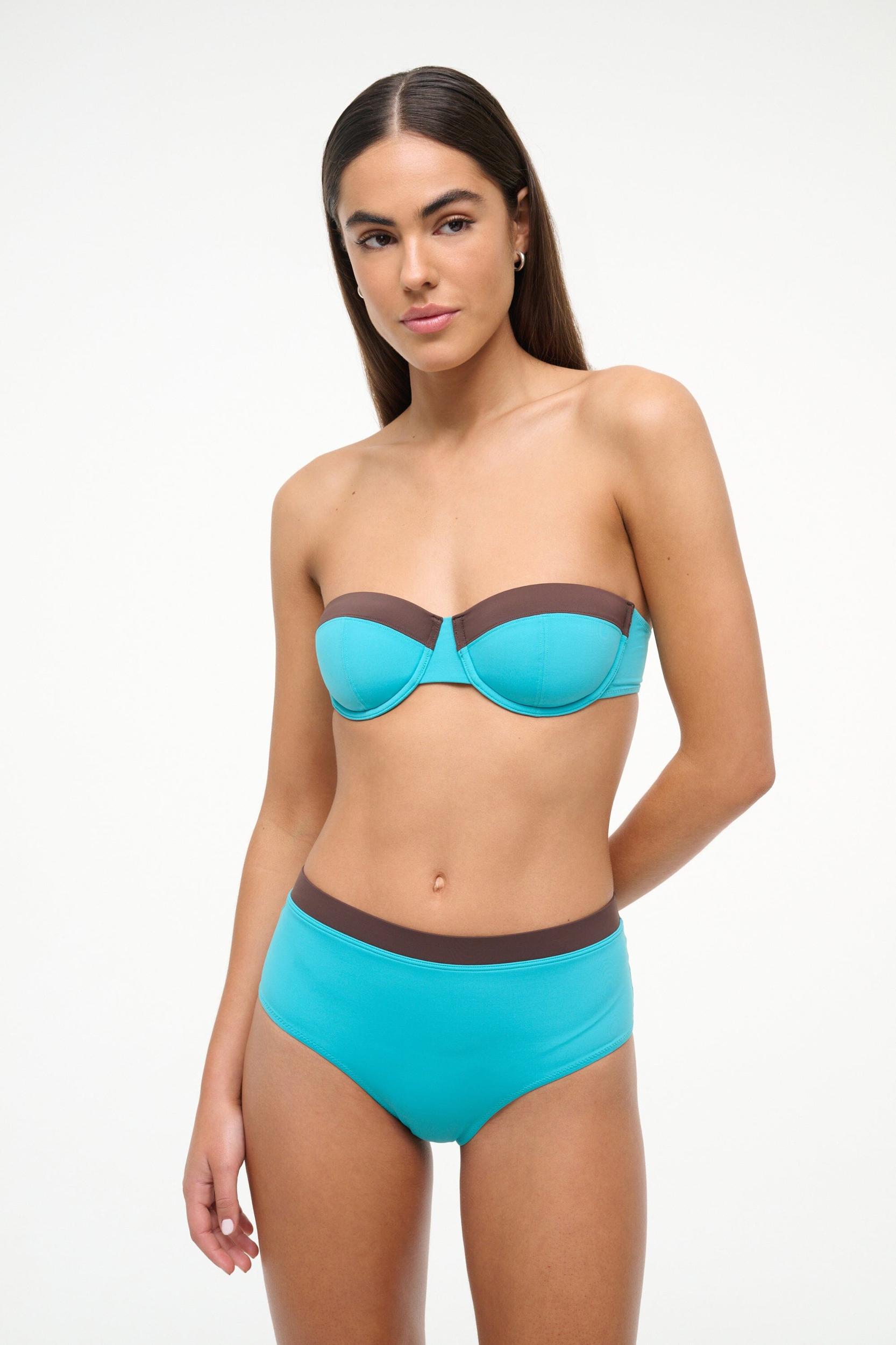 JO BALCONETTE BIKINI TOP | TEAL DARK CHOCOLATE Product Image