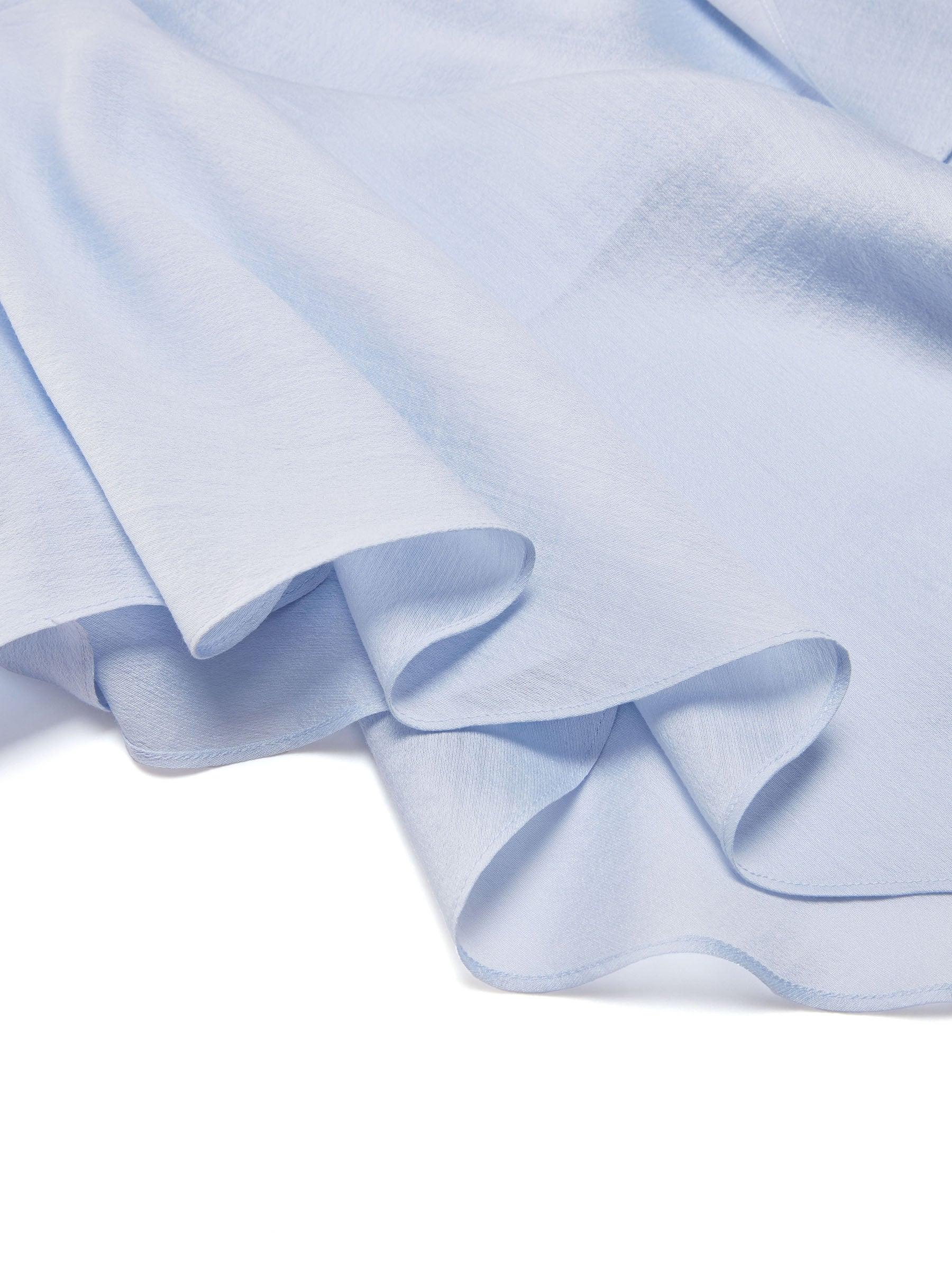 Lyocell Blend Light Blue Ruffle-Detailing Women Tank Top Product Image