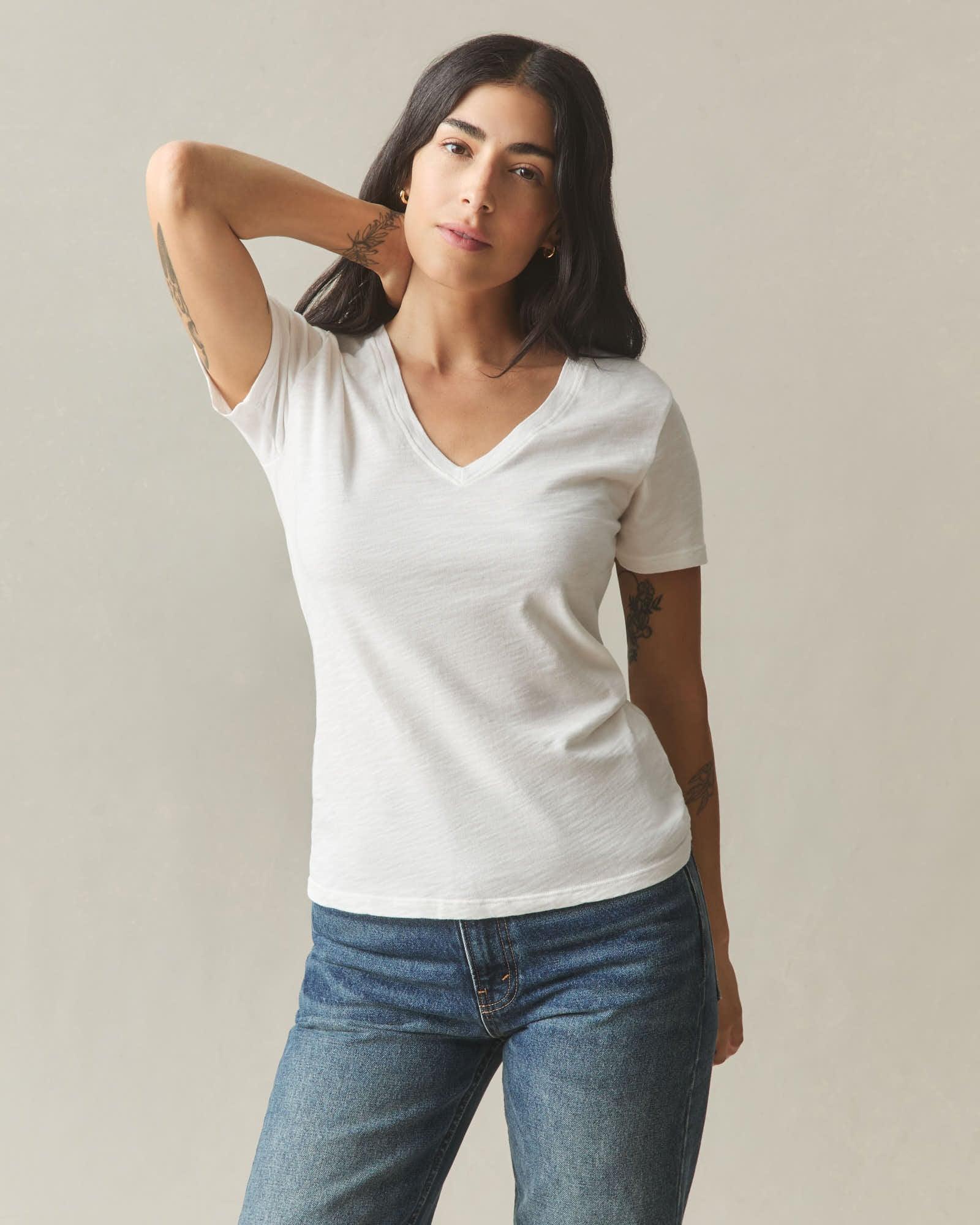 Women's Premium Slub V-Neck Tee - Bone Female Product Image