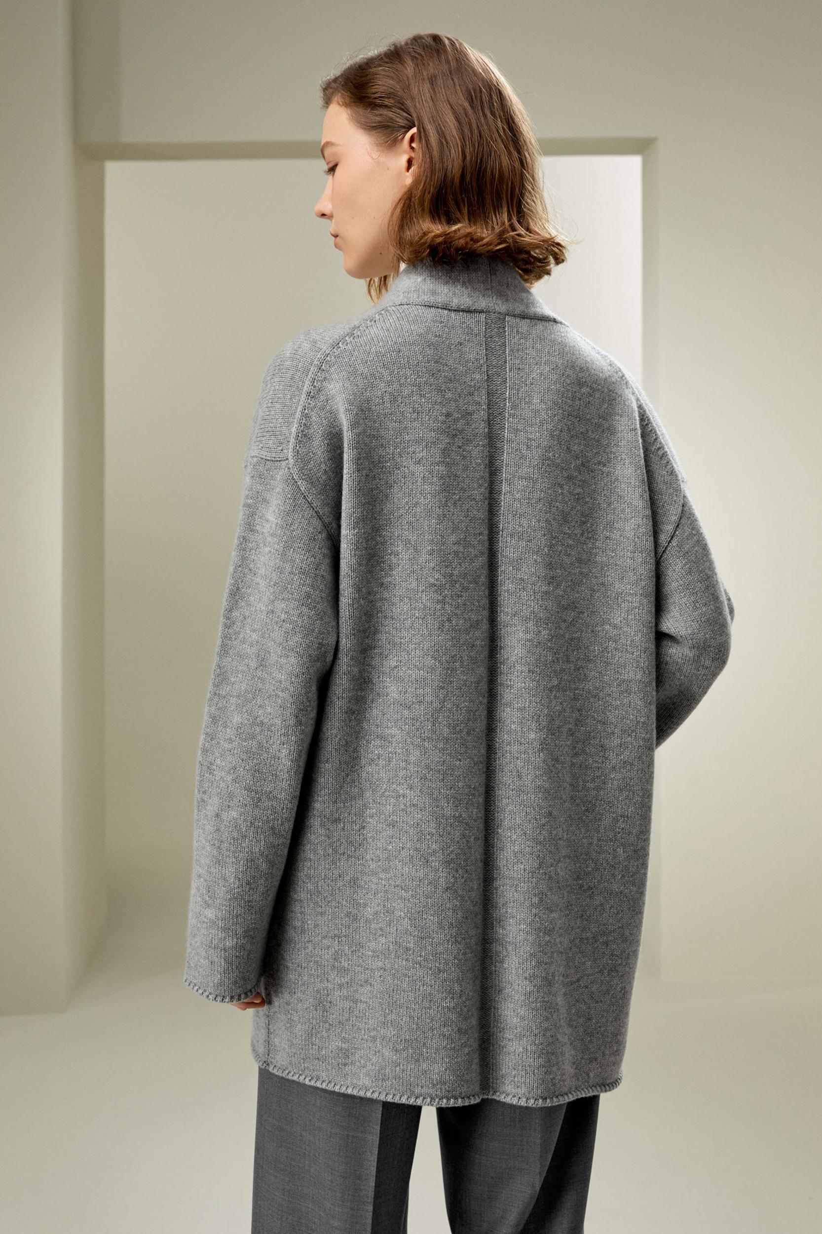 Long Open-Front Knit Cardigan Product Image