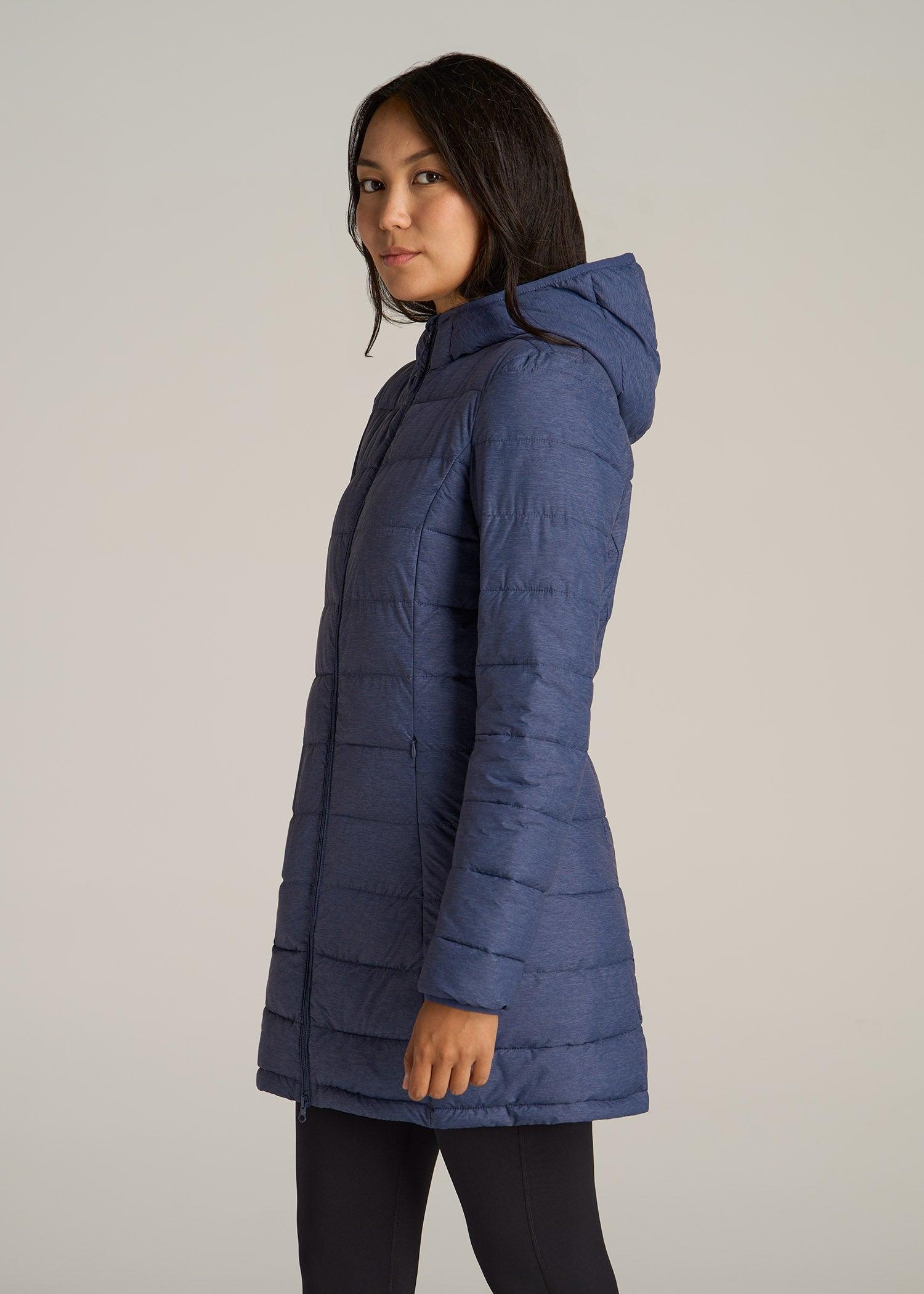 Packable Puffer Jacket for Tall Women in Blue Space Dye Female Product Image