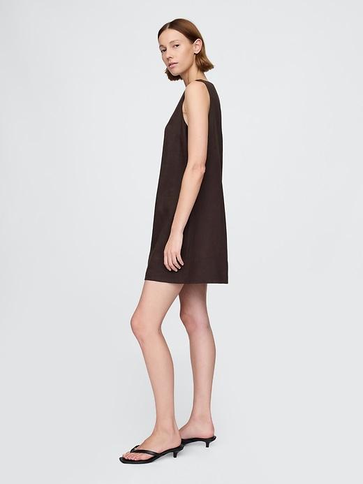 Linen-Blend Mini Shift Dress Product Image