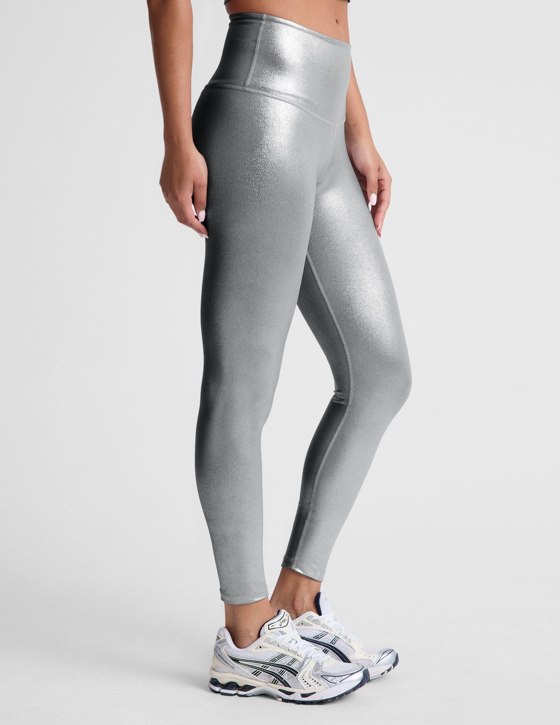 Liquid Silver High Waisted Midi Legging Product Image