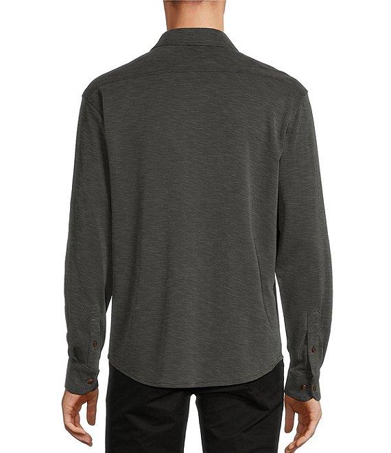 Roundtree & Yorke Long Sleeve Solid Polynosic Button-Front Knit Shirt Product Image