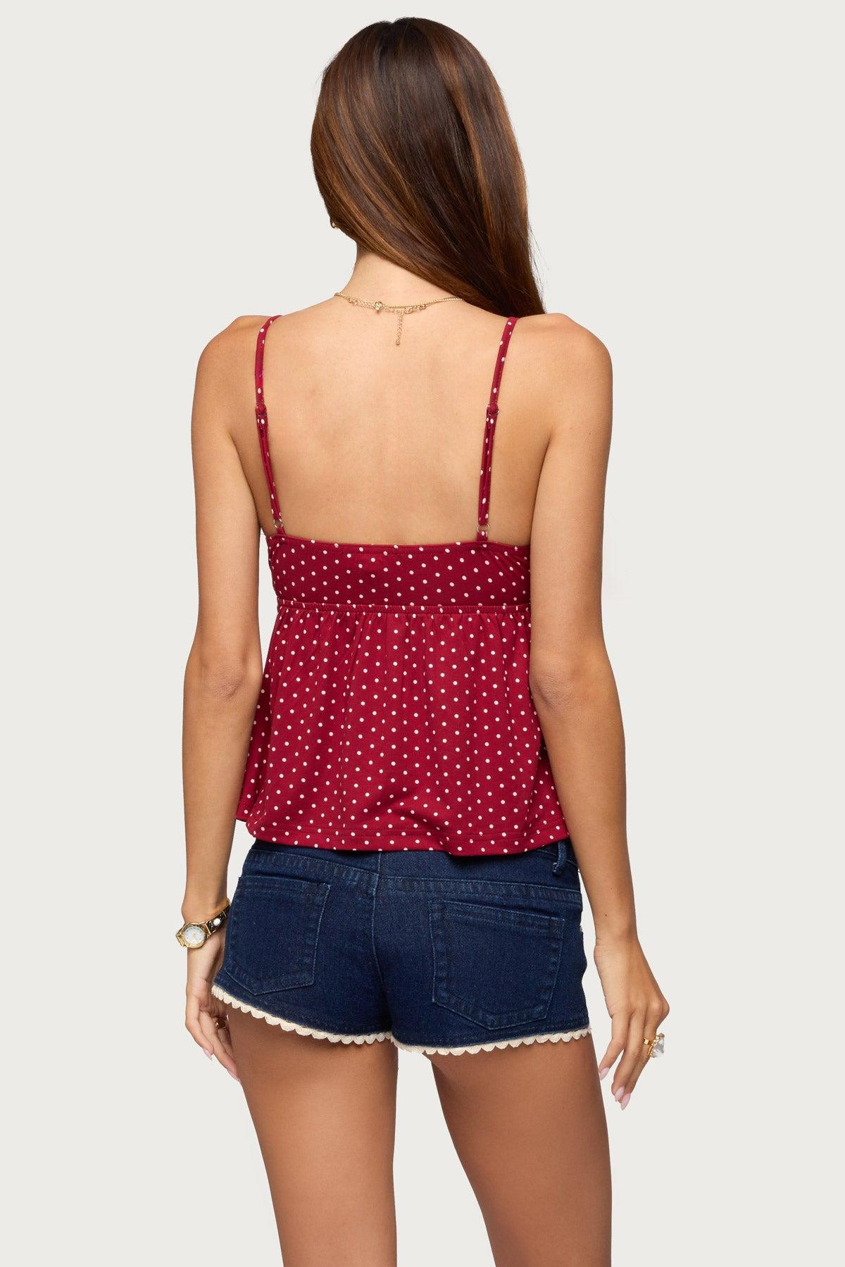 Belen Polka Dot Lacey Babydoll Top Product Image