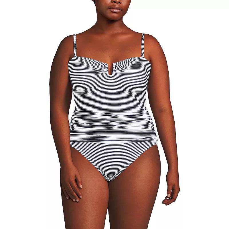 Plus Size Lands' End Slender U-Wire Multiway Swim Top, Women's, Size: 20 W, Blue Mini Stripe Product Image