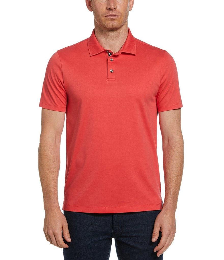 Perry Ellis Performance Stretch Solid Interlock Short Sleeve Polo Shirt Product Image
