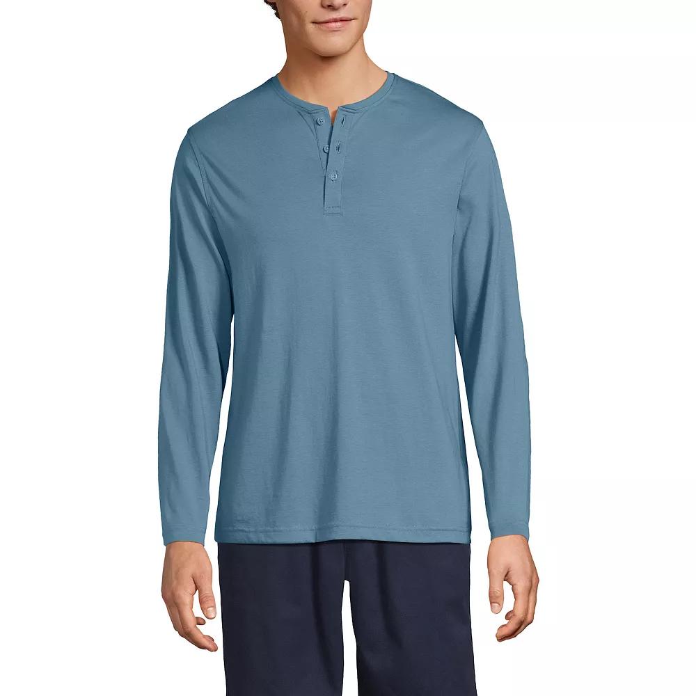 Men's Lands' End Long Sleeve Supima Jersey Henley Top,  Product Image