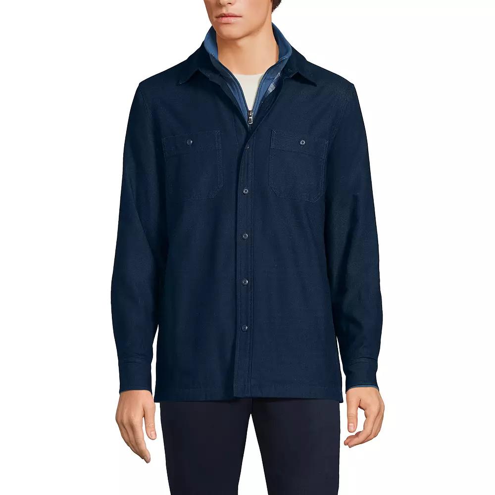 Men's Lands' End Lightweight Canvas Button-Up Shirt Jacket, Size: XL, Radiant Blue Product Image