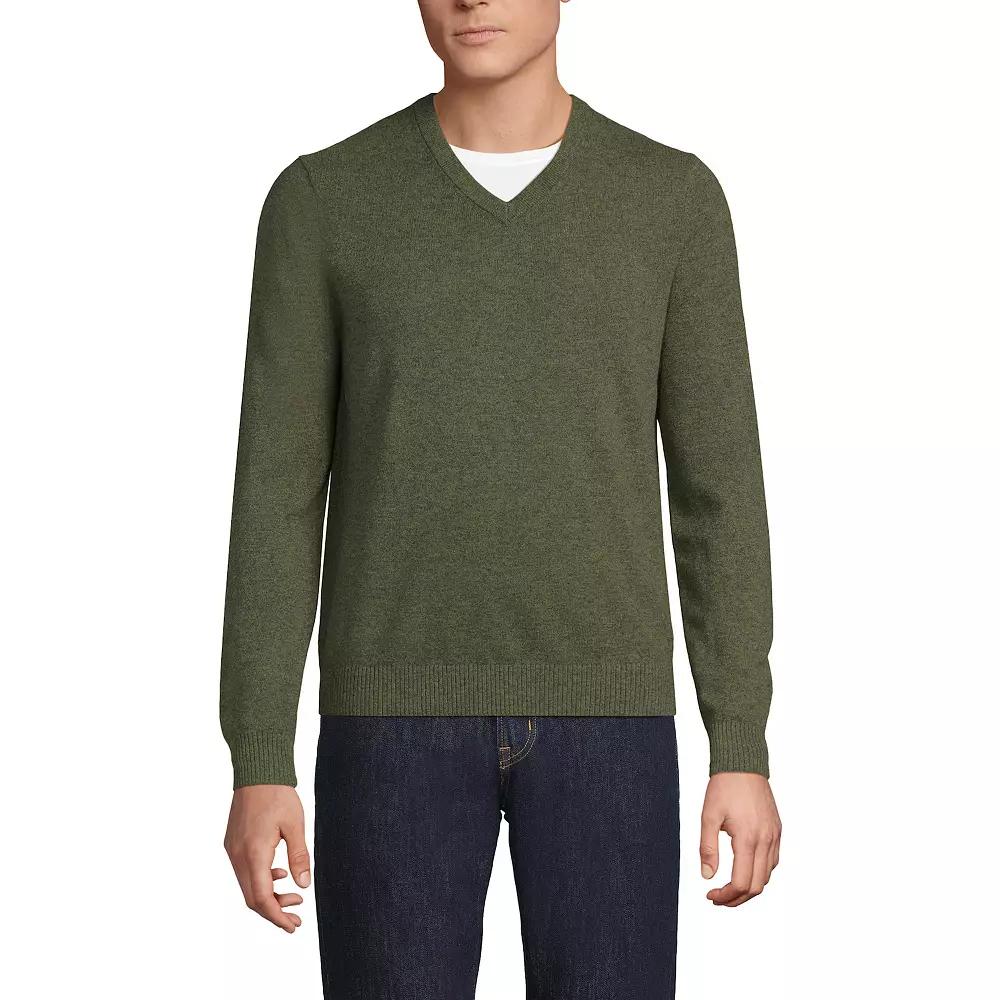 Men's Lands' End Fine-Gauge Cashmere V-neck Sweater,  Product Image