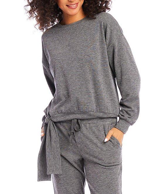 Karen Kane Crew Neck Long Sleeve Side Tie Top Product Image