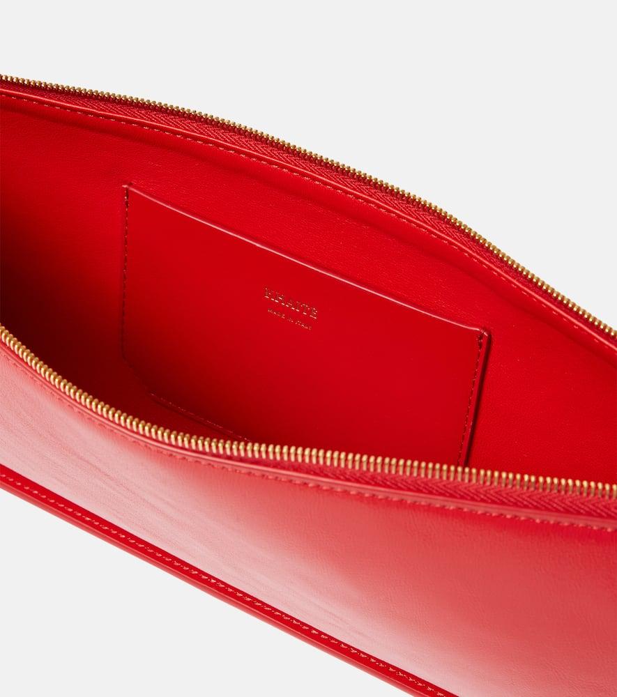 KHAITE Lori Crackle Patent Leather Shoulder Bag In Red Product Image