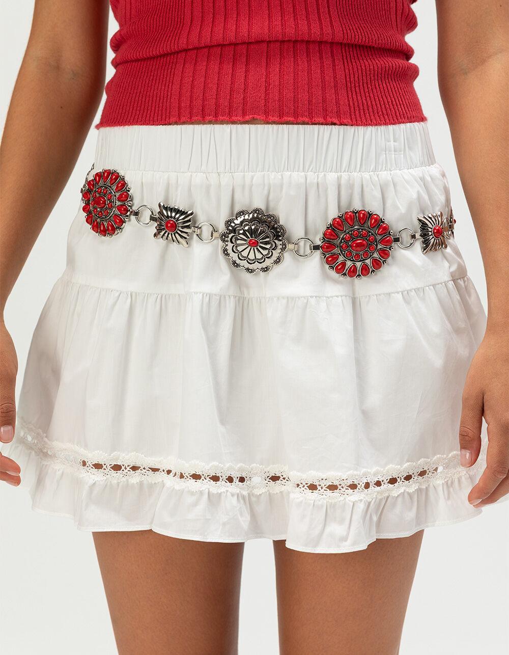 Red Concho Womens Chain Belt - RED COMBO Product Image