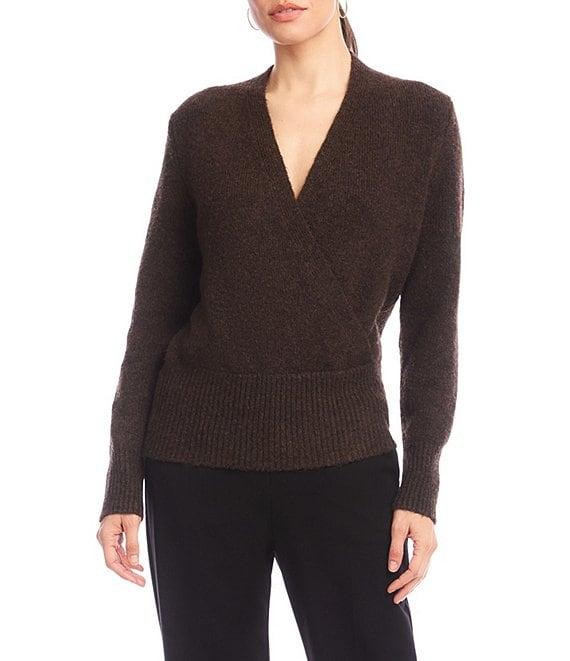 Karen Kane Knit Long Sleeve Faux Wrap Top Product Image