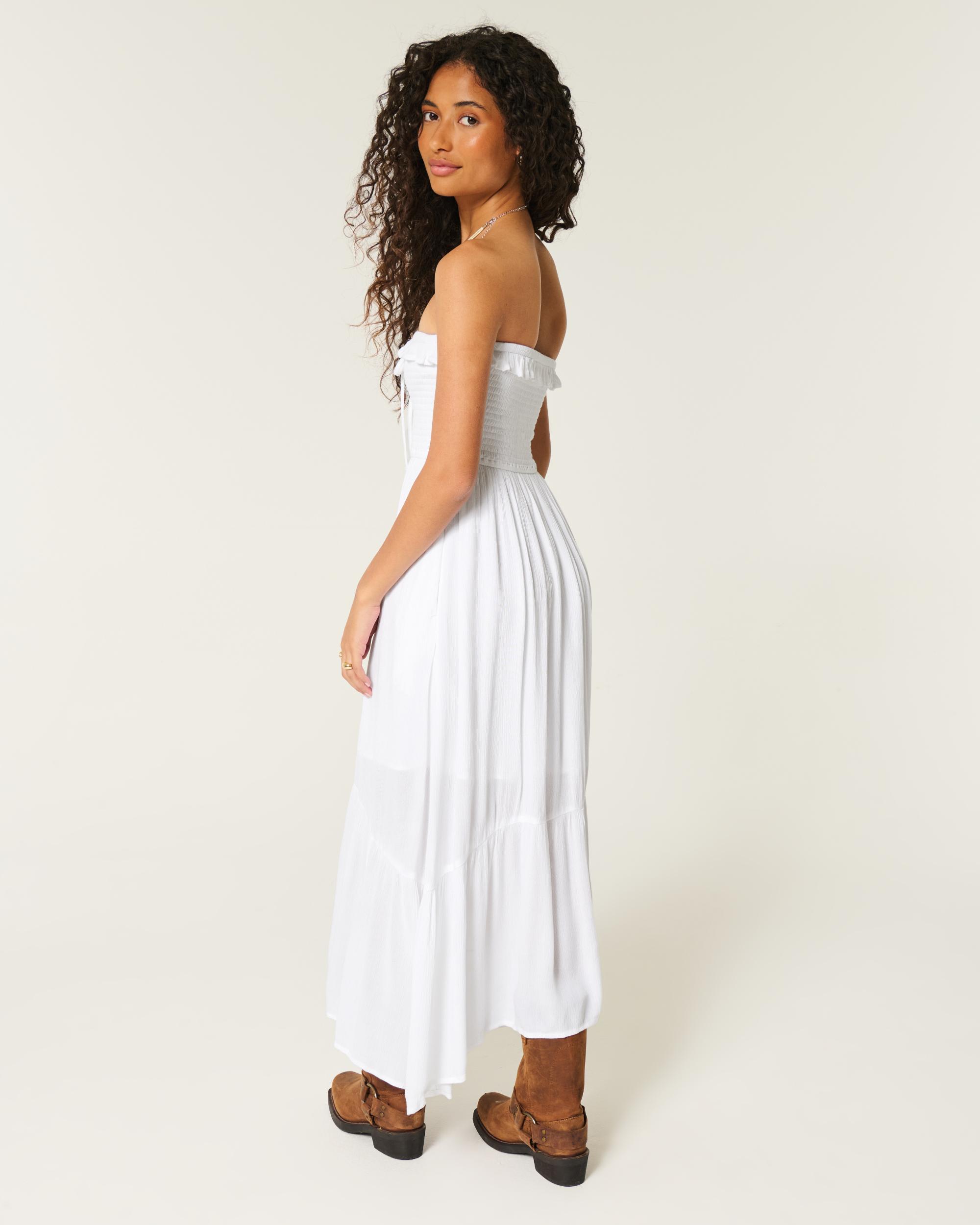 Strapless Asymmetrical Hem Maxi Dress Product Image