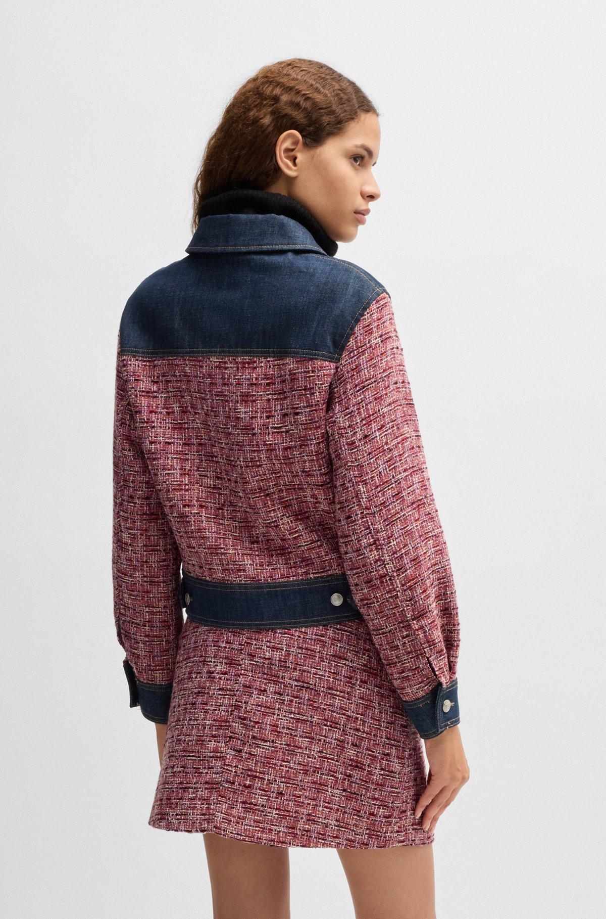 Multicolored-tweed jacket with denim trims Product Image