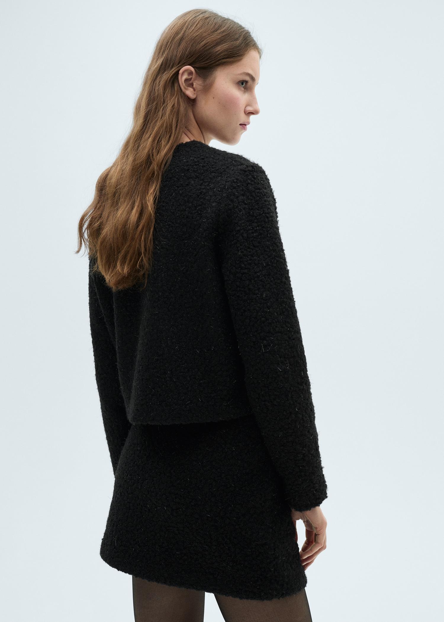 Shiny bouclé jacket - Women | MANGO USA Product Image